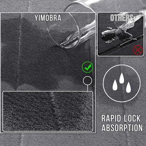 Yimobra Memory Foam Bathroom Rugs Set, 2 Piece Quick Dry Non-Slip Bath Mat for Tub Shower & Sink (Dark Gray)