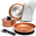 Moss & Stone Copper Pots and Pans Set - Nonstick, Removable Handle Cookware, 7 Pcs Aluminum Camping Set