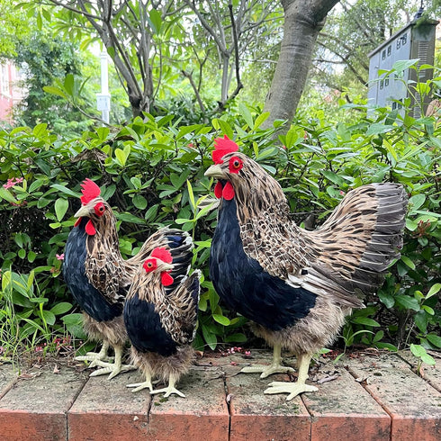 LWINGFLYER Artificial Feather Hen Chicken Statue Ornaments DIY Craft for Home Wedding Easter Decoration Farm Garden