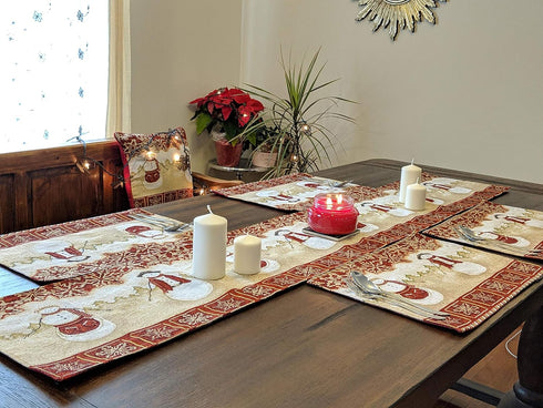 Tache Home Fashion Mrs. Snowman Tapestry Table Runner, 13x54