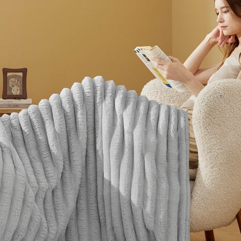 350GSM Cozy Grey60x80 Inches, Bedsure Twin Blanket for Couch - Super GentleSoft Fuzzy Fluffy Blankets for Women, Cute