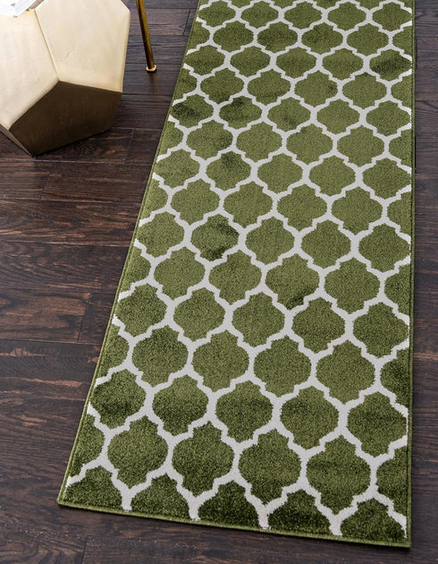 Unique Loom Trellis Collection Area Rug - Philadelphia (2' x 6' 1" Runner, Dark Green/Beige)