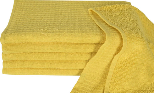Terry|13x28 Inches 100% 6-Pc Set Dish Towels|Kitchen Dish Cloths Two-Sided Waffle Cotton Dish Rags Washing Dishes|Super