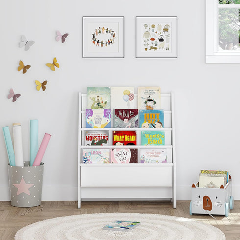 4 UTEX Kids Bookshelf Storage, Book Shelf for Kids Rooms, Tier Sling Bookshelf for Kids, Toddler, Magazine Book Rack