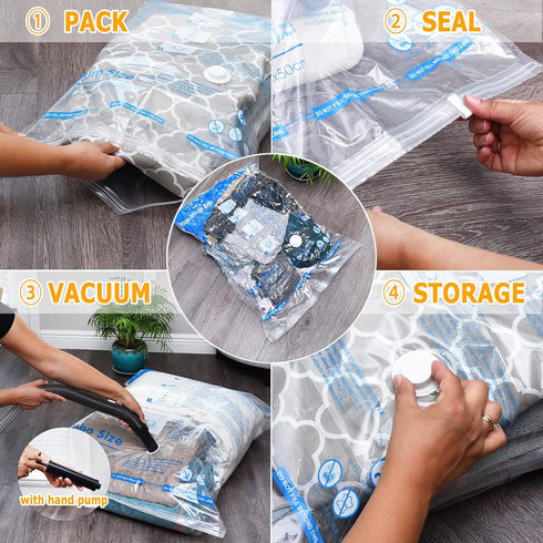 Vacuum Storage Bags 7 Jumbo Space Saver Sealer Bags for Clothes, Pillows, and Bedding