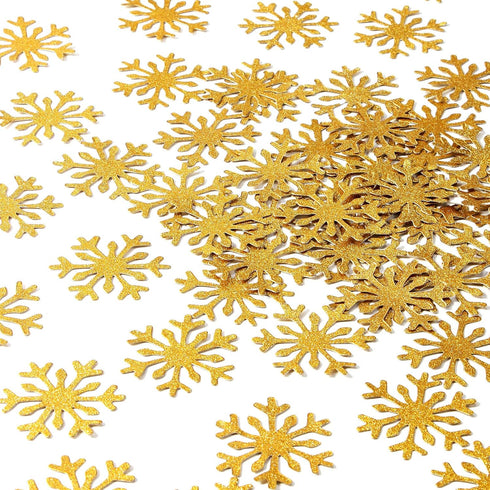 Gold Snowflake Party Decorations, 100pcs Glitter Paper Table Confetti for Christmas, Winter Wonderland Birthday Supplies