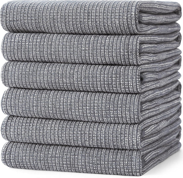 Homaxy Premium Kitchen Towels (18”x 28”, 6 Pack), Large Cotton Hand Towels, Highly Absorbent Tea Towels Set, Grey