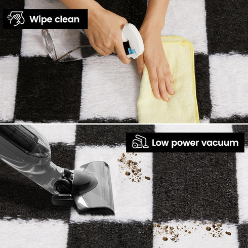 TOOHUB 5x7 Super Soft Rug for Bedroom, Ft Black and White Area Rug Classic Checkered Shaggy Anti-Skid High Pile Soft