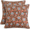 Ridhi Dark Salmon Pink Block Print Cotton Canvas Throw Pillow Covers for Decorative Couch Pillows, 18x18 Inches