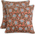 Ridhi Dark Salmon Pink Block Print Cotton Canvas Throw Pillow Covers for Decorative Couch Pillows, 18x18 Inches