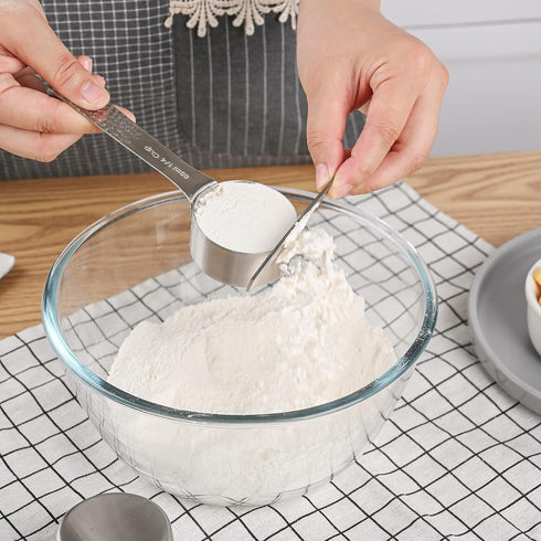 Measuring Cups and Spoons Set, 18/8 Stainless Steel 16pcs Set with Leveler and Equivalents Dry Measuring Cups