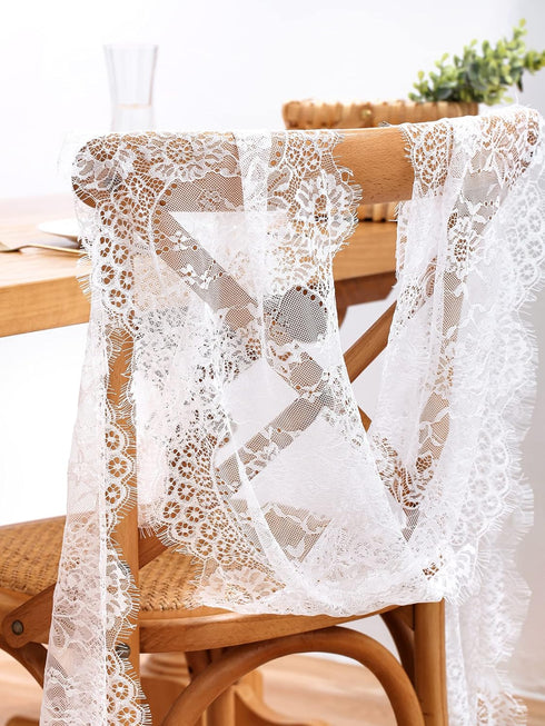 B-COOL White Lace Table Runner, 14 X 120 Inch Vintage Floral for Rustic Wedding Reception