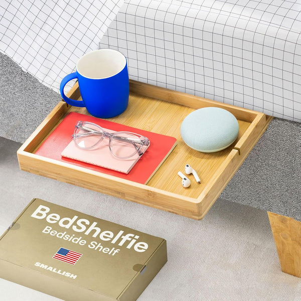 BedShelfie Bedside Shelf for Bunk Bed & Top Bunk, Floating Nightstand Tray for College Dorm Room