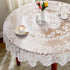Juvale Round White Lace Tablecloth - Polyester Table Cover for Wedding Reception, Vintage Round Cover with Scalloped