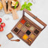 12 1 Ajuny Wooden Spice Box - Masala Dabba Organizer with Glass Lid on Top, Removable Compartments and Designer Spoon