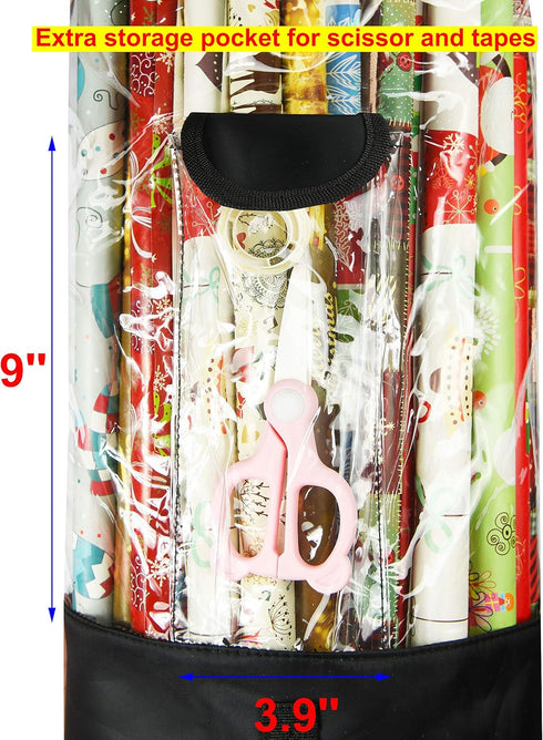 Freegrace Large Gift Wrap Organizer | 9" x 40.9" Wrapping Paper Rolls Storage Bag, Tearproof Under Bed Organization