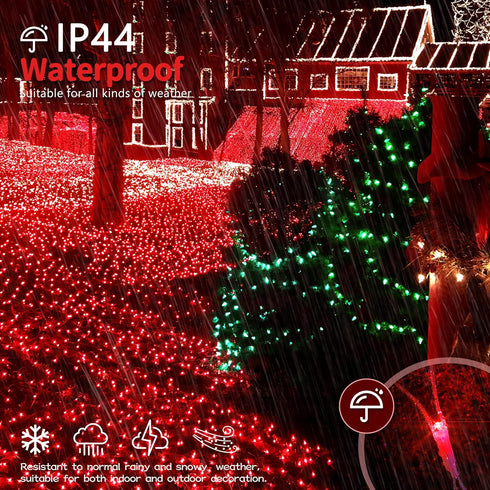 360LED Bulbs, 8 (13 5 HEYFUNi Net Mesh String Lights, Red Light Lighting Modes, for Indoor Outdoor, Curtain, Christmas