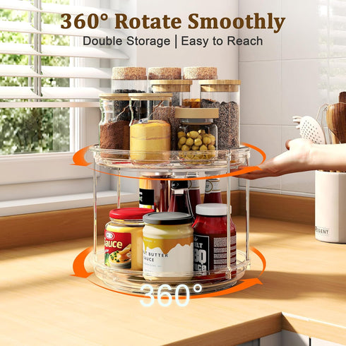 2 Pack 2 9.25 inch, Countertop, Tier Lazy Susan Turntable Organizer Rotating Spice Rack Organization for Cabinet