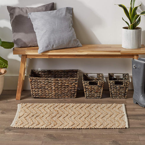 DII Woven Rugs Collection Hand-Loomed Jute, Off-White Chevron, 2x3'