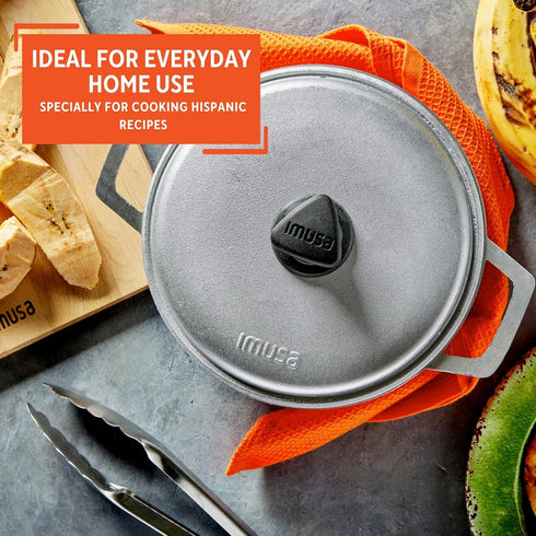IMUSA Traditional Caldero with Lid, 4.8 Quart, Silver, Made in Colombia