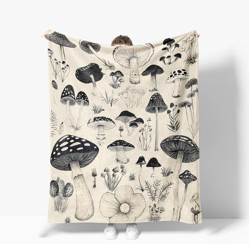 JIASTGO Mushroom Throw Blanket Soft Warm Cozy Mushrooms Blankets Fuzzy Plush Fleece Mushroom