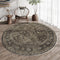 Brown Round Area Rug - 3ft Entryway Rug, 3x3 Circle Vintage Indoor Kitchen Washable Door Mat, Living Room Carpet,
