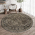 Brown Round Area Rug - 3ft Entryway Rug, 3x3 Circle Vintage Indoor Kitchen Washable Door Mat, Living Room Carpet,