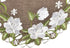 Beautiful White Magnolia Floral Design Table Runner with Green Leaves, Embroidered Cutwork Edges
