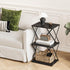 3-Tier ET-03BK End Table Small Side Table Tall Bedside Night Stand with Storage Sofa Side desks for Living Room Bedroom