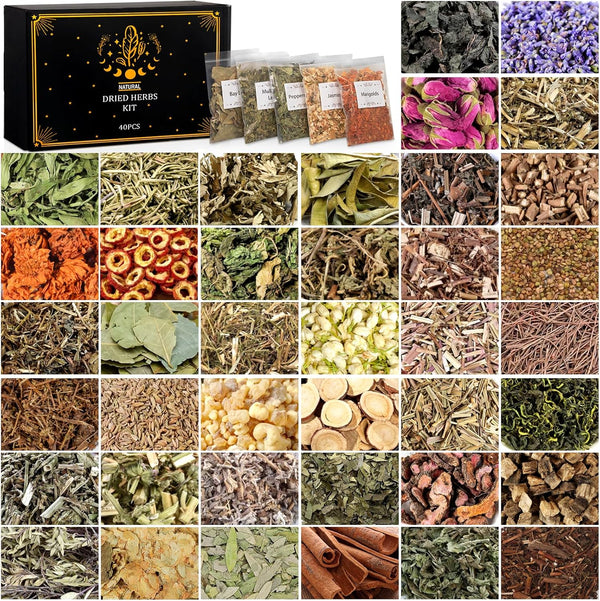 DreamdaMoonnly 40 Pack Witchcraft Supplies Herbs Kit - Dried Herbs and Flowers for