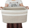 Large Rectangle Blankets Basket, 22"x17"x12" Woven Cotton Rope Storage Basket for Nursery Toy Basket, White Brown