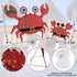 Set 2 2D Prsildan Outdoor Christmas Decorations - of LED Lighted Crab Yard Decor, Battery Operated Holiday Lawn Figures