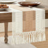 ZeeMart Macrame Style Bicolor Stitching Table Runner, 14 x 108 Inch Beige/Ivory,