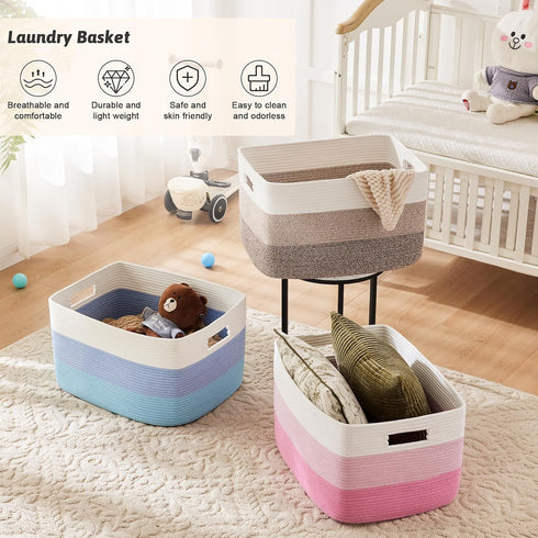 Storage,65L Artfeel Blanket Basket,Rectangle Woven Baskets for Laundry Basket for Decorative Nursery Blanket,Toys,Dirty