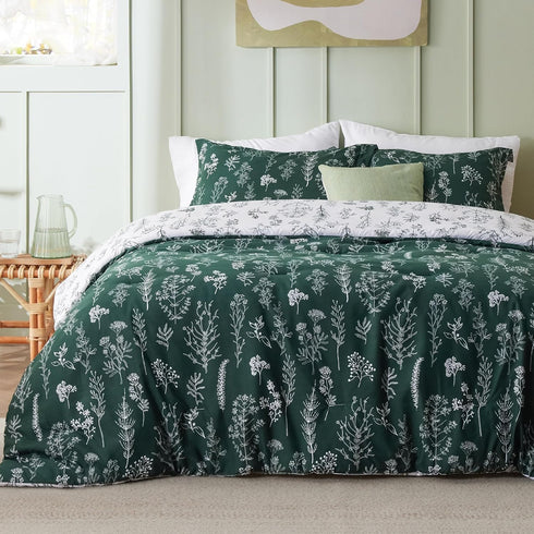 Bedsure Twin/Twin XL Comforter Set - Emerald Floral Bedding Comforter, 2 Pieces, Soft Reversible Comforter and Pillow