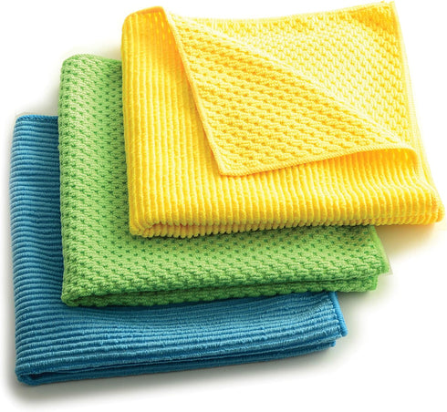 Norpro 15.75 by 15.75 Inch Microfiber Cloth - Set of 3 in Blue, Yellow, and Green