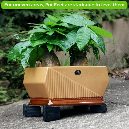 12 Pack ORIMERC Adjustable Plant Pot Toes with Watering Wick, Plant Pot Riser Support Planter Off Deck Floor to Prevent