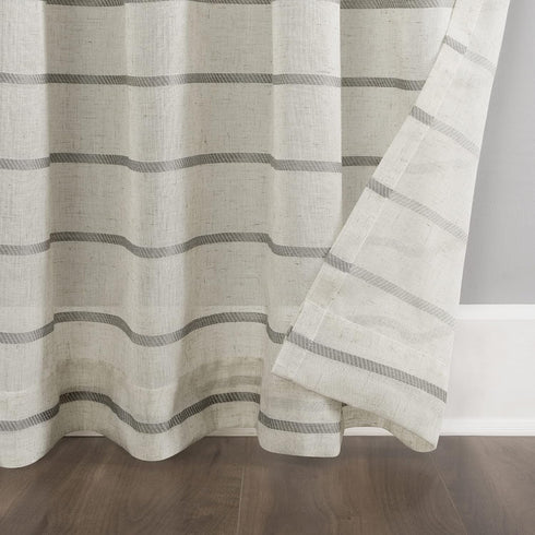 Clean Window Twill Stripe Anti-Dust Sheer Curtain Panel, 52" x 84", Allergy/Pet Friendly, Gray
