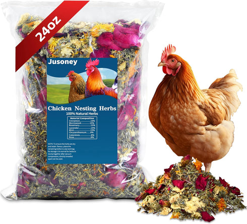JUSONEY 24 OZ Nesting Herbs for Chicken Coop, Premixed 8 Dried Herbs
