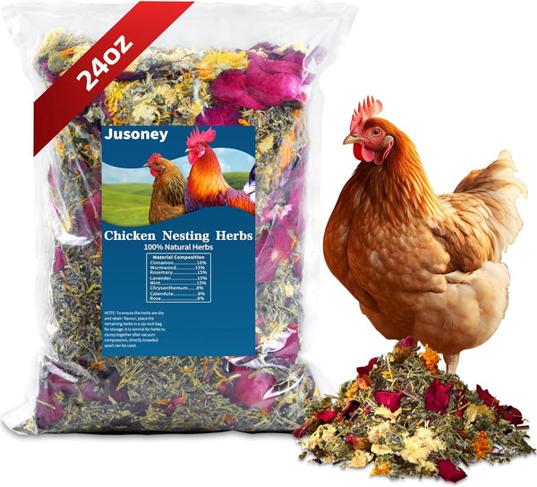 JUSONEY 24 OZ Nesting Herbs for Chicken Coop, Premixed 8 Dried Herbs