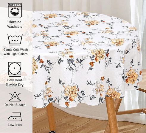 RUVANTI Round Tablecloth 70 Inch, 100% Cotton Stain Resistant Washable for Kitchen, Dining, Parties