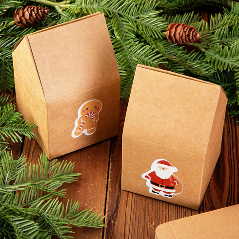 Wehhbtye 52 Sets Packaging Christmas Gingerbread House Cardboard, Gingerbread House Shaped Boxes with Stickers, Xmas