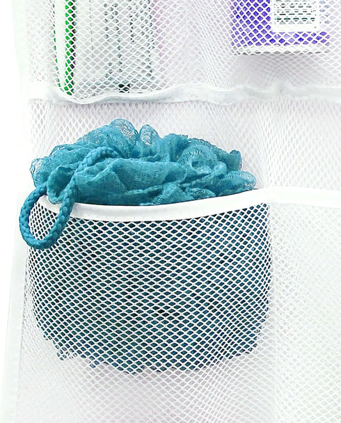 S&T INC. Shower Organizer, Bathroom Caddy with Quick Drying Mesh, 7 Pockets, 2 Pack, White