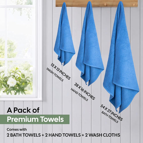 6 Pack 550 100% 2 2 2 EcoNour Luxury Navy Blue Turkish Cotton Bath Towels, GSM Cotton Includes Bath, Hand & Washcloths