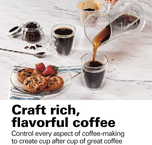 Hamilton Beach Pour Over Drip Coffee Maker, 17 Ounces, Glass Carafe
