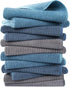 POLYTE Premium Microfiber All-Purpose Ribbed Terry Kitchen Towel, 12 Pack (Blue, Gray,