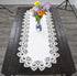 White Jacquard Peacock Tail European Lace Table Runner, Dresser Scarf, Wedding Décor