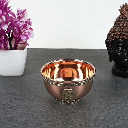 Indian Consigners Small Altar Witchcraft Serving Bowl, Offering or Smudging Bowl (Pentagram Bowl)