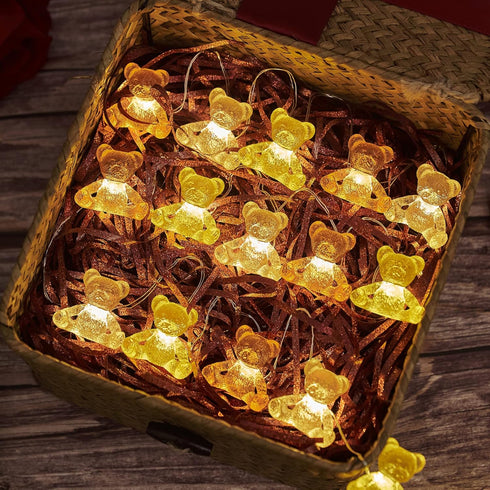 8.5ft 20LED JASHIKA Teddy Bear String Lights Bear Fairy Decorative Lights Kids Party Suppliers Battery Operated Novelty