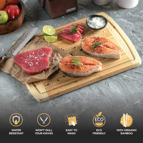 18 Inch Extra-Large Cutting Board - Cutting Boards for Kitchen, Bamboo Wood Cutting Board with Deep Juice Groove - Charcuterie & Chopping Butcher Block for Meat - Gifts Idea (18" x 12")